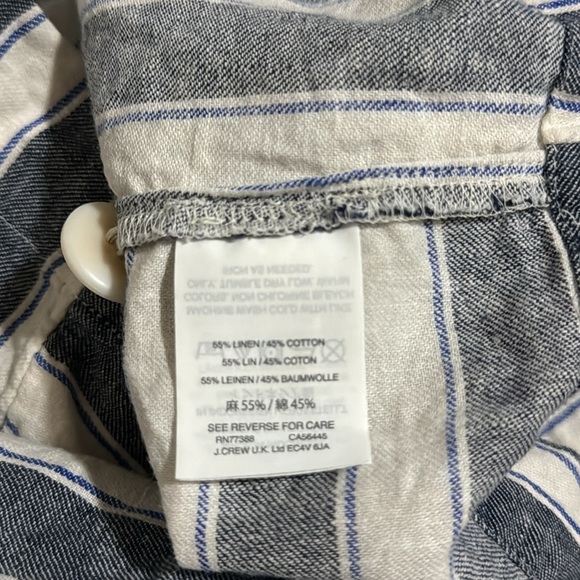 Madewell Stripe Play Button Back Linen Blend Shift Dress Blue White Pockets-XS - Picture 10 of 10